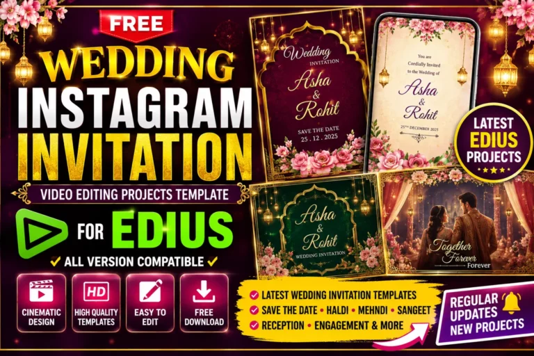Free Wedding Instagram Invitation Video Editing Projects Template for EDIUS